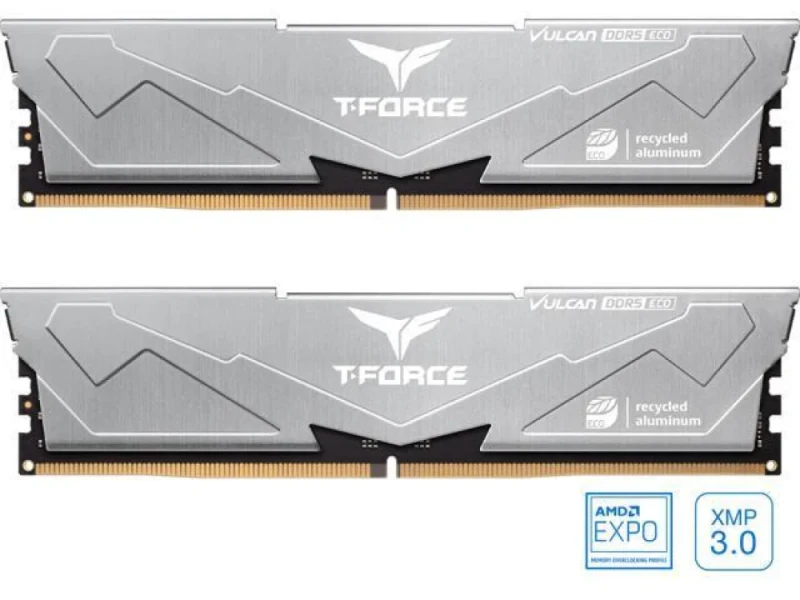 TEAMGROUP T-Force Vulcan Eco 32 GB - 2 x 16GB, DDR5 288-pin DIMM, 6000MT/s, CL30, Silver color - Featured Image