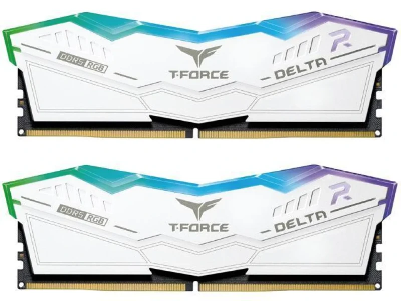 TEAMGROUP T-Force Delta RGB 32 GB - 2 x 16GB, DDR5 288-pin DIMM, 7600MT/s, CL36, White / Silver color - Featured Image
