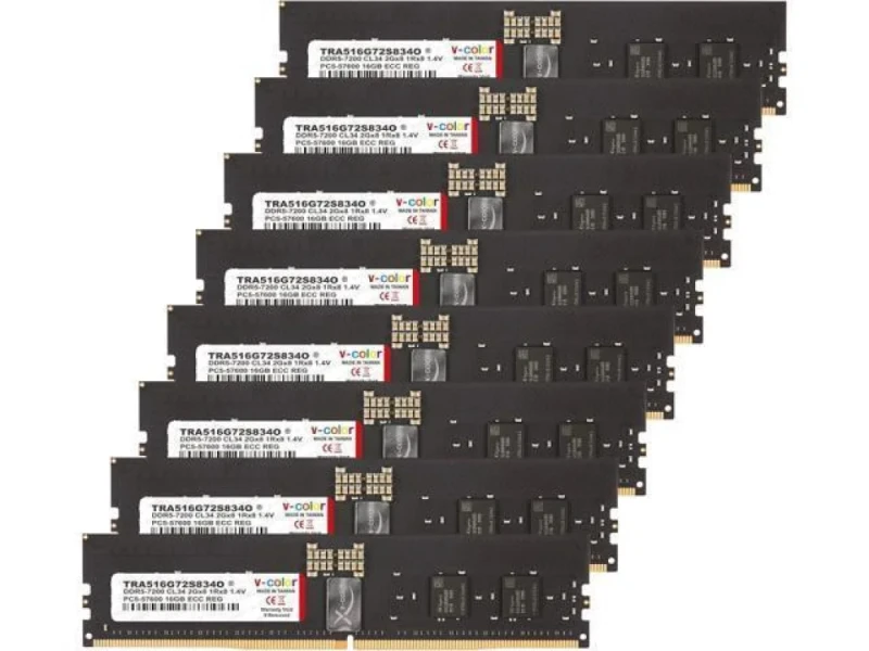 V-Color TRA516G72S834O 128 GB - 8 x 16GB, DDR5 288-pin DIMM, 7200MT/s, CL34, Black color - Featured Image