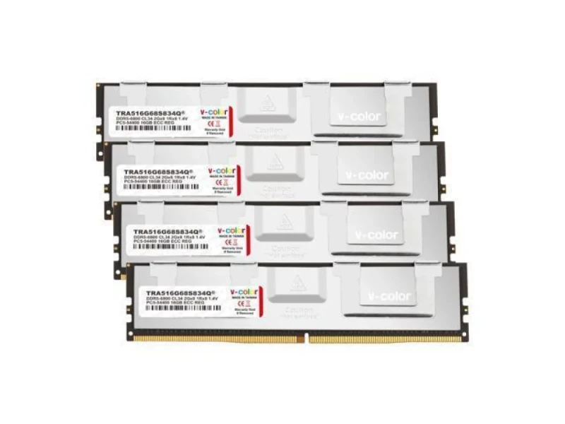 V-Color TRA516G68S834Q 64 GB - 4 x 16GB, DDR5 288-pin DIMM, 6800MT/s, CL34, White color - Featured Image