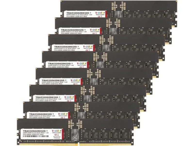V-Color TRA532G62D832O 256 GB - 8 x 32GB, DDR5 288-pin DIMM, 6200MT/s, CL34, Black color - Featured Image