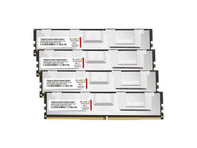 V-Color TRA516G70S834Q 64 GB - 4 x 16GB, DDR5 288-pin DIMM, 7000MT/s, CL34, White color - Featured Image