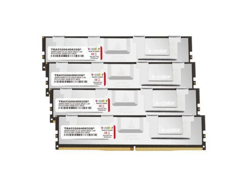 V-Color TRA532G64D832Q 128 GB - 4 x 32GB, DDR5 288-pin DIMM, 6400MT/s, CL32, White color - Featured Image