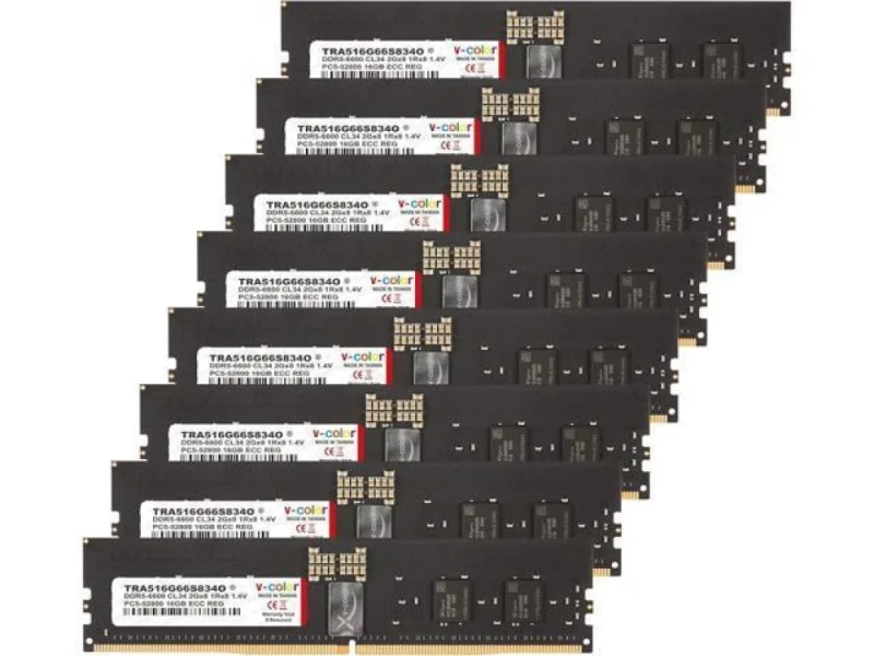 V-Color TRA516G66S834O 128 GB - 8 x 16GB, DDR5 288-pin DIMM, 6600MT/s, CL34, Black color - Featured Image