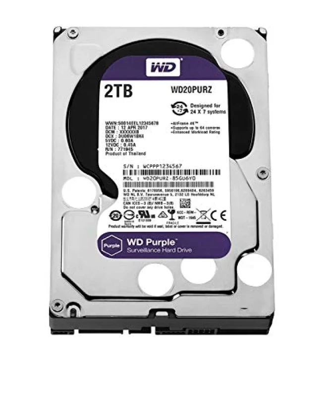 Western Digital Purple - 2 TB 5400 RPM, SATA 6.0 Gb/s, 3.5", 64 MB Cache memory - Featured Image