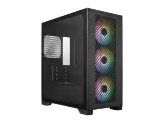 Cooler Master Elite 301 MicroATX Mid Tower PC Case – Tempered Glass Side Panel, ARGB Fans, USB-C & USB 3.2 Ports, Supports MicroATX & Mini-ITX, up to 365 mm GPU, 163.5 mm CPU Cooler Clearance, Top/Front/Rear Fan & Radiator Support, PSU Not Included