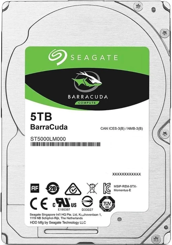 Seagate BarraCuda - 5 TB 5400 RPM, SATA 6.0 Gb/s, 2.5", 128 MB Cache memory - Featured Image
