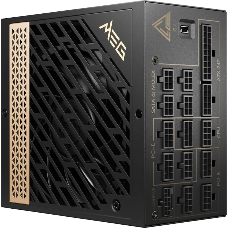 MSI MEG Ai1300P PCIE5 - 1300 W ATX Power Supply, 80+ Platinum, Fully Modular, Black / Copper Color - Featured Image