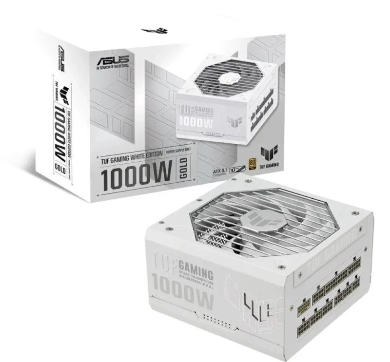 Asus TUF Gaming 1000G - 1000 W ATX Power Supply, 80+ Gold, Fully Modular, White Color - Featured Image
