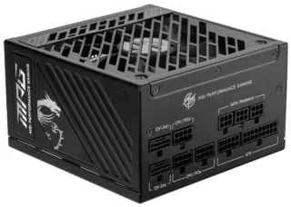 MSI MPG A1250GS PCIE5 - 1250 W ATX Power Supply, 80+ Gold, Fully Modular, Black Color