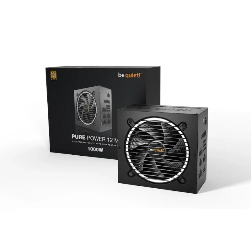 be quiet! Pure Power 12 - 1000 W ATX Power Supply, 80+ Gold, Non-Modular, Black Color - Featured Image