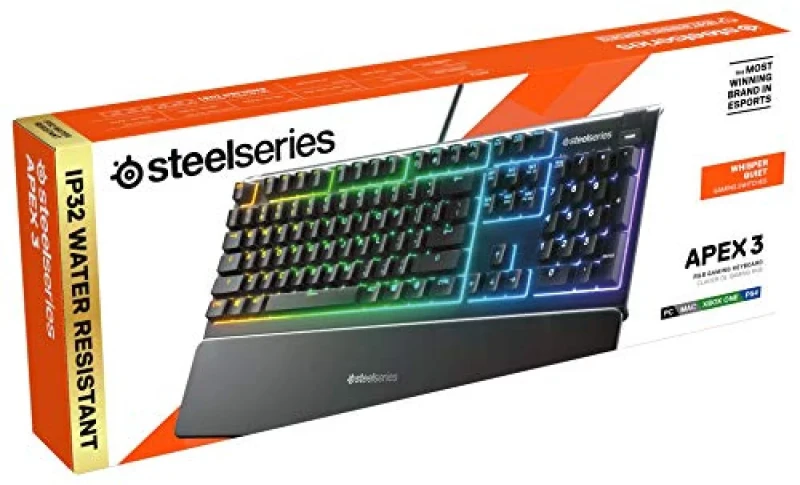 SteelSeries Apex 3 - Gaming Wired Keyboard, RGB Backlit, Black Color - Featured Image