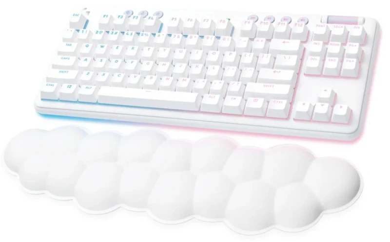 Logitech G715 - Gaming Wired, Wireless, Bluetooth Wireless Keyboard, GX Brown Switches, RGB Backlit, Tenkeyless, White Color - Featured Image
