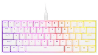 Corsair K65 RGB MINI - Mini Wired Keyboard, Cherry MX Speed Silver Switches, RGB Backlit, Tenkeyless, White Color