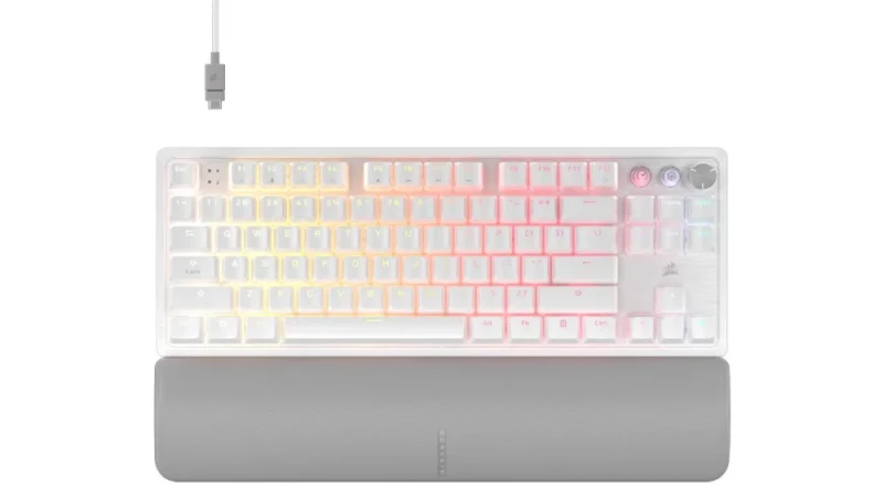 Corsair K70 PRO TKL PBT - Gaming Wired Keyboard, Corsair MGX V2 Switches, RGB Backlit, Tenkeyless, White Color - Featured Image