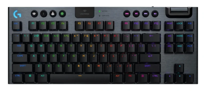 Logitech G915 LIGHTSPEED TKL - Gaming Wired, Wireless, Bluetooth Wireless Keyboard, Logitech Low-Profile GL Tactile Switches, RGB Backlit, Tenkeyless, Black Color - Featured Image