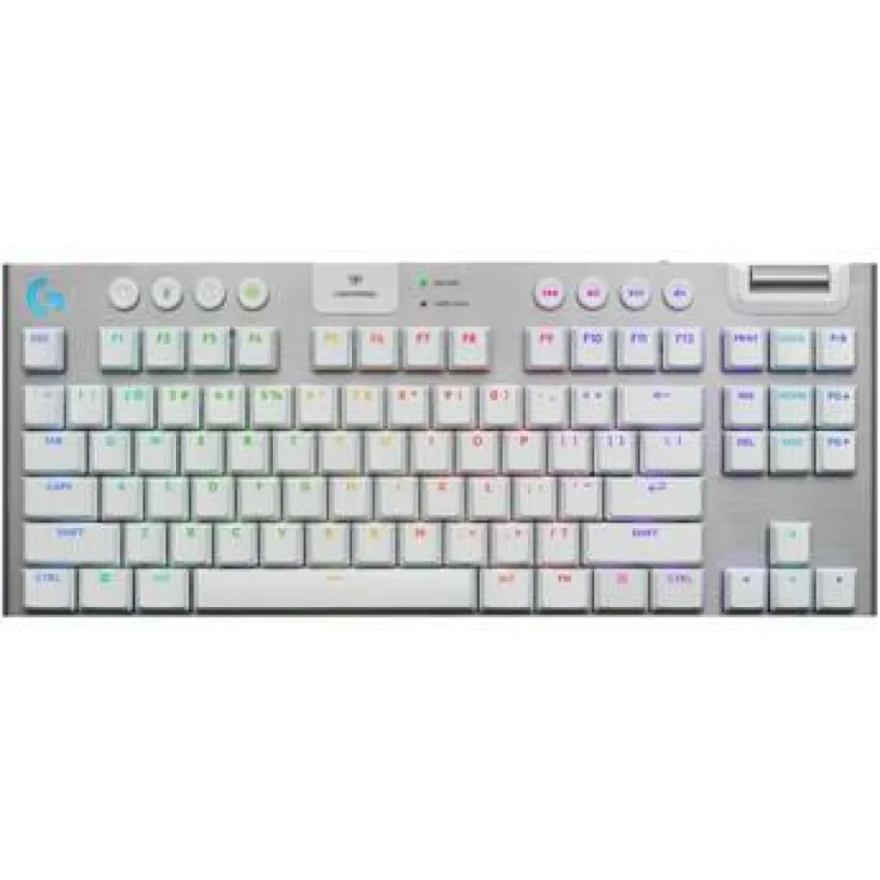 Logitech G915 LIGHTSPEED TKL - Gaming Wired, Wireless, Bluetooth Wireless Keyboard, Logitech Low-Profile GL Tactile Switches, RGB Backlit, Tenkeyless, White / Silver Color - Featured Image