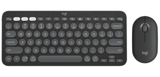 Logitech Pebble 2 - Standard Wired, Wireless, Bluetooth Wireless Keyboard, Tenkeyless, Black Color