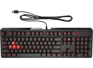 HP OMEN 1100 - Gaming Wired Keyboard, Greetech Blue Switches, Red Backlit, Black / Red Color