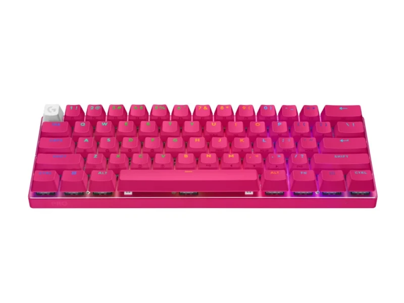 Logitech PRO X 60 - Mini Wired, Wireless, Bluetooth Wireless Keyboard, Logitech GX Red Linear Switches, RGB Backlit, Tenkeyless, Pink Color - Featured Image