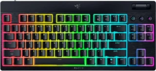 Razer BlackWidow V4 Low-Profile HyperSpeed - Gaming Wired, Wireless, Bluetooth Wireless Keyboard, Razer Yellow Low-Profile Linear Switches, RGB Backlit, Tenkeyless, Black Color