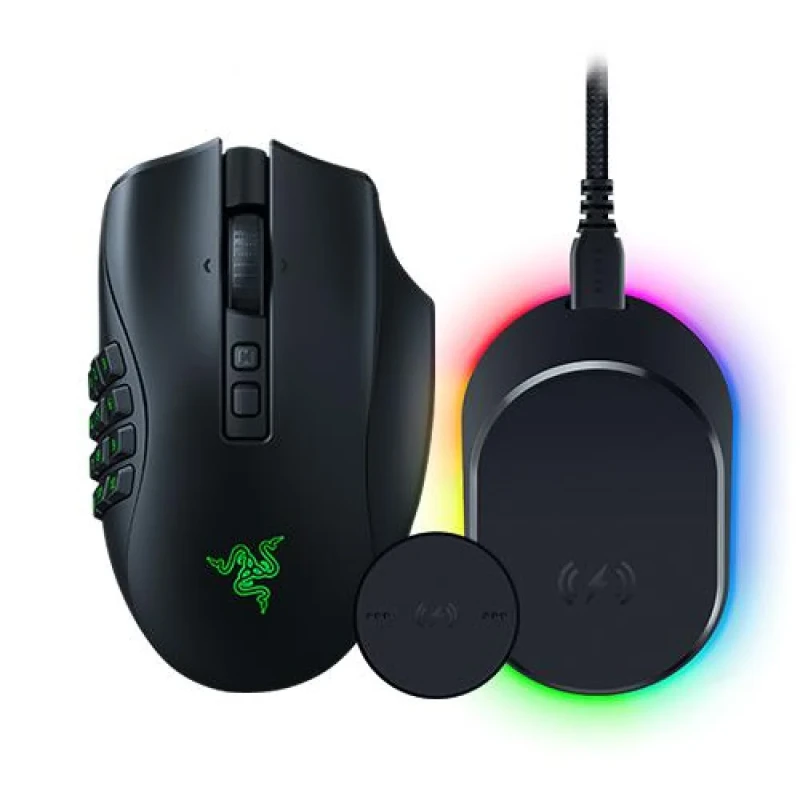 Razer Naga V2 Pro w/Dock Pro - Wired, Wireless, Bluetooth Wireless Optical Mouse, 30000 DPI, Black color - Featured Image