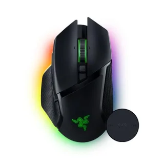 Razer Basilisk V3 Pro + Wireless Charging Puck - Wired, Wireless, Bluetooth Wireless Optical Mouse, 30000 DPI, Black color