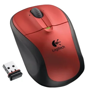 Logitech M305 - Wireless Optical Mouse, 1000 DPI, Black / Red color