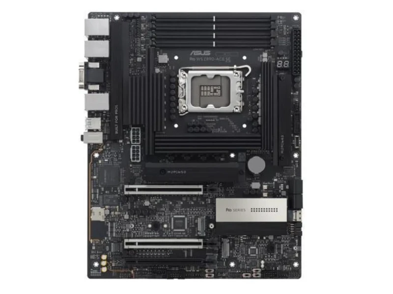 ASUS Pro WS Z890-ACE SE Intel Z890 Workstation Motherboard – LGA 1851 Socket for Intel Core Ultra Series, DDR5 Dual-Channel up to 256 GB, 2x PCIe 5.0 x16 & PCIe 4.0, 4x M.2 NVMe, 10 Gb & 2.5 Gb Ethernet, Thunderbolt 4, USB 20 Gbps Front-Panel, Onboard BMC/IPMI, ATX Workstation Board - Featured Image