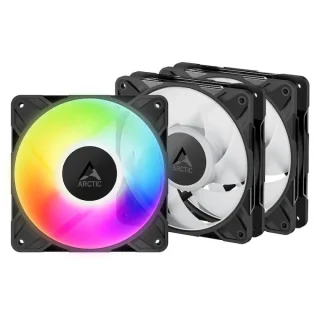 ARCTIC P12 Pro A-RGB 3-Pack - 120mm PWM fan, 77 CFM Airflow, 600 - 3000 RPM, Black Color