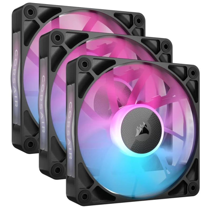 Corsair iCUE LINK RX120 3-Pack - 120mm fan, 10 - 36 dB, 10.5 - 74.2 CFM Airflow, 2100 RPM, Black / White Color - Featured Image