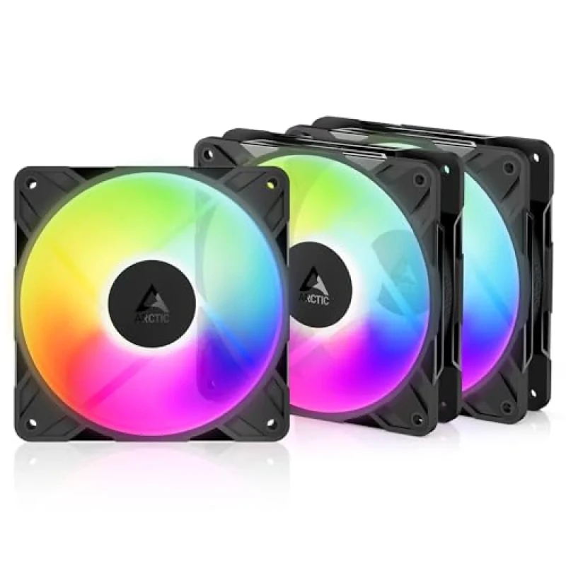 ARCTIC P12 Pro Reverse A-RGB 3-Pack - 120mm PWM fan, 73 CFM Airflow, 500 - 3000 RPM, Black Color - Featured Image