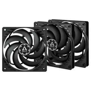 ARCTIC P12 Slim PWM PST 3-Pack - 120mm PWM fan, 22.5 dB, 42.1 CFM Airflow, 300 - 2100 RPM, Black Color