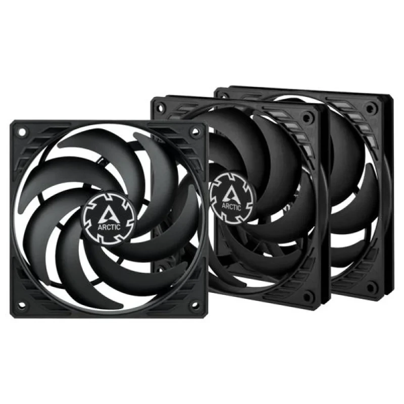 ARCTIC P12 Slim PWM PST 3-Pack - 120mm PWM fan, 22.5 dB, 42.1 CFM Airflow, 300 - 2100 RPM, Black Color - Featured Image