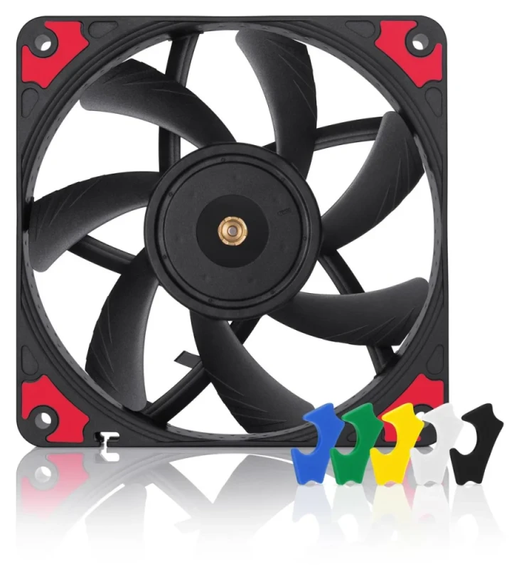 Noctua A12x15 PWM chromax.black.swap - 120mm PWM fan, 23.9 dB, 55.44 CFM Airflow, 450 - 1850 RPM, Black / Multi Color - Featured Image