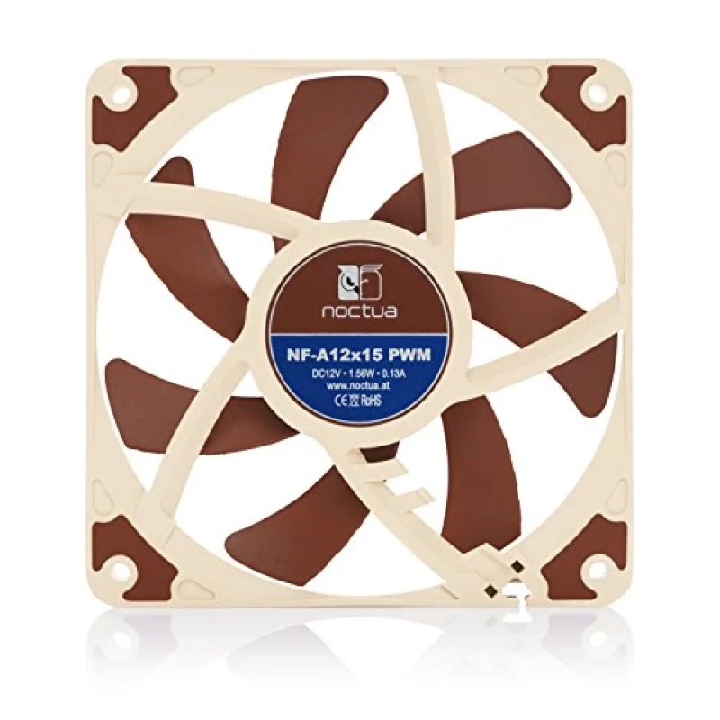 Noctua A12x15 PWM - 120mm PWM fan, 16.8 - 23.9 dB, 41.67 - 55.44 CFM Airflow, 450 - 1850 RPM, Brown Color - Featured Image