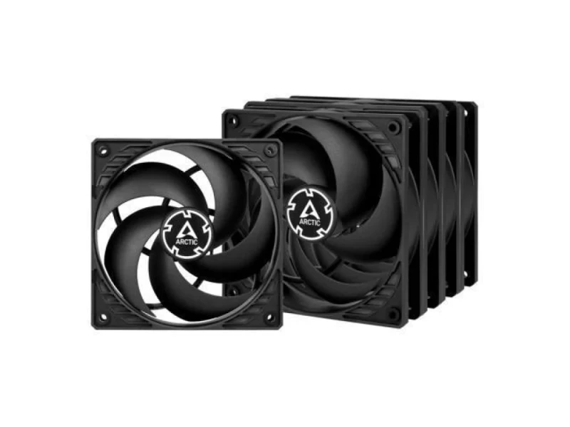 ARCTIC P12 PST 5-Pack - 120mm PWM fan, 22.5 dB, 56.3 CFM Airflow, 200 - 1800 RPM, Black Color - Featured Image