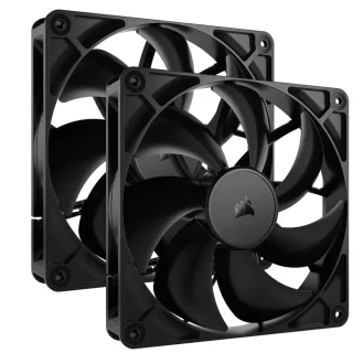 Corsair RS140 2-Pack - 140mm PWM fan, 10 - 36 dB, 14.6 - 95.5 CFM Airflow, 330 - 1700 RPM, Black Color