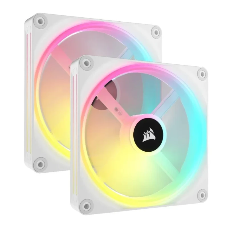 Corsair iCUE LINK QX140 RGB Starter Kit 2-Pack - 140mm PWM fan, 12.1 - 82.5 CFM Airflow, 400 - 2400 RPM, White Color - Featured Image