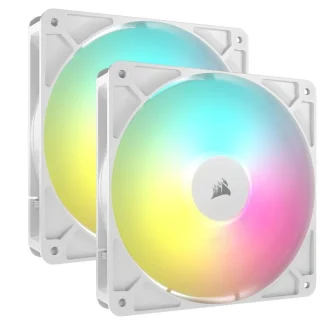 Corsair RS140 ARGB 2-Pack - 140mm PWM fan, 10 - 36 dB, 14.6 - 95.5 CFM Airflow, 330 - 1700 RPM, White Color