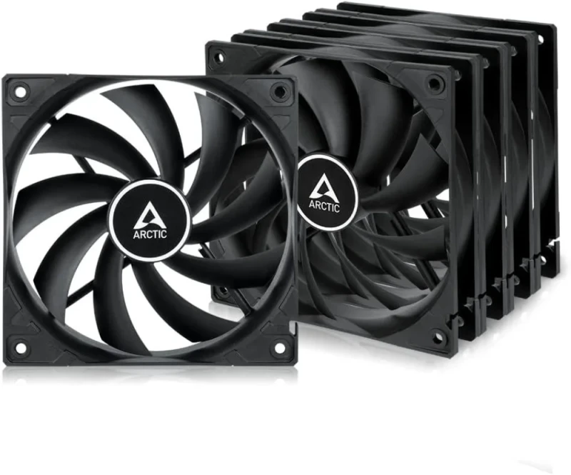 ARCTIC F12 5-Pack - 120mm fan, 22.5 dB, 53 CFM Airflow, 1350 RPM, Black Color - Featured Image