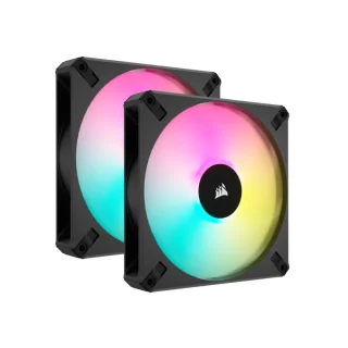 Corsair iCUE AF140 RGB ELITE 2-Pack - 140mm PWM fan, 5 - 33.8 dB, 19.5 - 89 CFM Airflow, 500 - 1700 RPM, Black Color