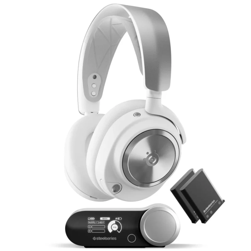 SteelSeries Arctis Nova Pro Wireless for PC, PS5, and PS4 - Gaming headset, Wireless, Microphone, 10Hz-40kHz, White / Silver Color - Featured Image