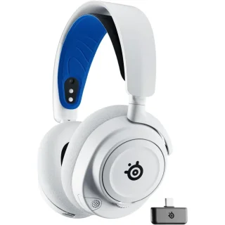 SteelSeries Arctis Nova 7P - Gaming headset, Wireless, Microphone, 20Hz-22kHz, White / Blue Color