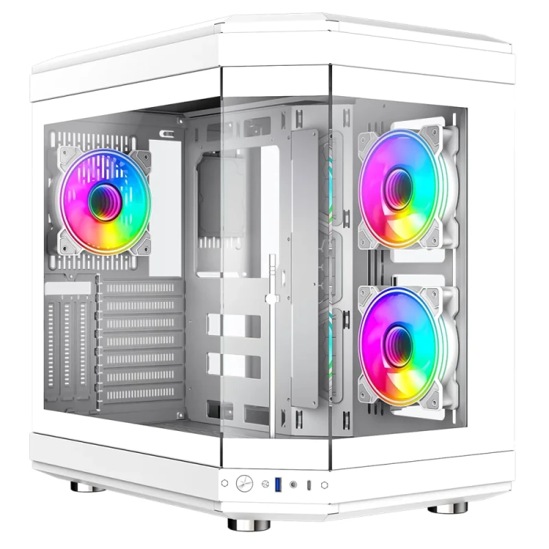 GameMax HYPE White Mid-Tower ATX PC Case, Tempered Glass Panels, 3x 120 mm Infinity ARGB Fans, Dual-Chamber Airflow, USB-C & USB-A I/O, Supports ATX/mATX/ITX, Up to 360 mm Radiator & 400 mm GPU Clearance – White Gaming Chassis - Featured Image