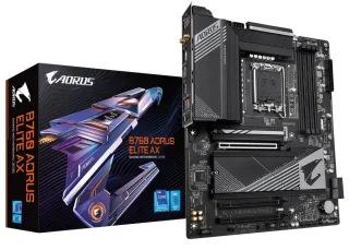 Gigabyte B760 AORUS ELITE AX ATX Motherboard – Intel B760 LGA1700 for 14th/13th/12th Gen Core CPUs, DDR5 up to 7800+ OC, 3x PCIe 4.0 M.2, Wi-Fi 6E & Bluetooth 5.3, 2.5 Gb Ethernet, USB 3.2 Gen 2 Type-C, HDMI & DisplayPort, Advanced Thermal & Smart Fan 6