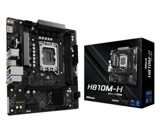 ASRock H810M-H Intel H810 Micro-ATX Motherboard – LGA1851 Socket for Intel Core Ultra Series, DDR5 up to 6400 MHz, 1x PCIe 4.0 x16 & 1x PCIe 4.0 x1, 1x M.2 PCIe 4.0, Realtek Gigabit LAN, HDMI 2.1, 4x SATA3 & USB 3.2 Gen 1, Compact mATX PC Build Board