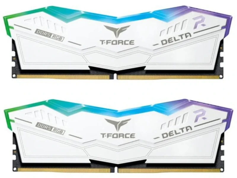 TEAMGROUP T-Force Delta RGB 32 GB - 2 x 16GB, DDR5 288-pin DIMM, 6400MT/s, CL40, White color - Featured Image