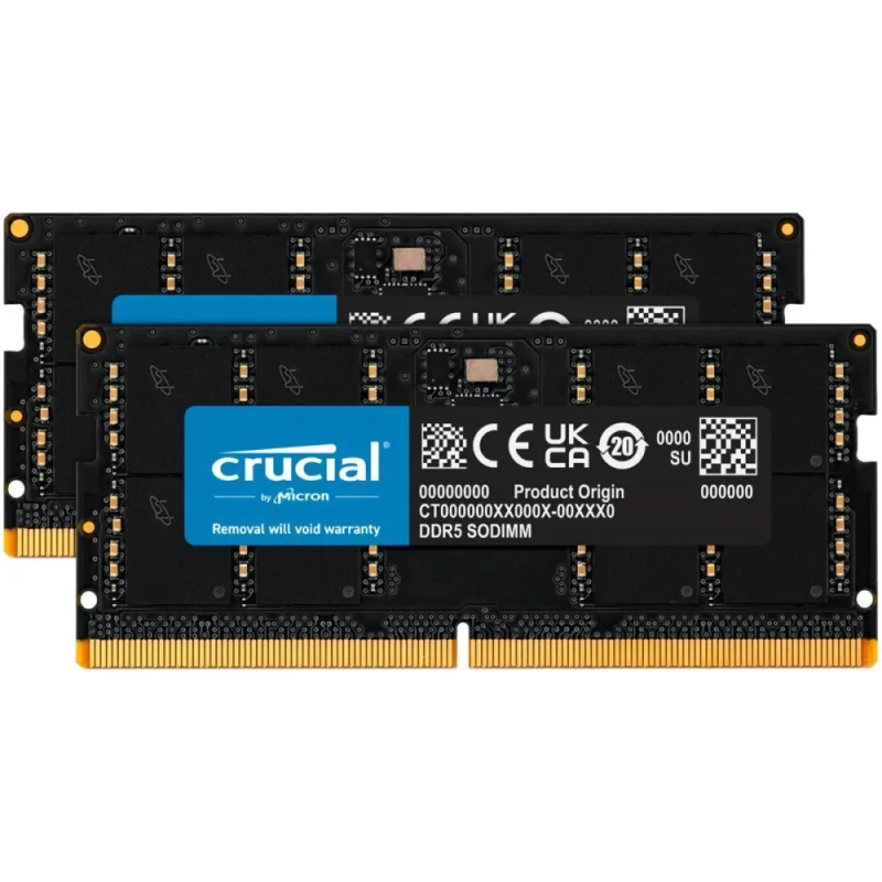Crucial CT2K16G48C40S5 32 GB - 2 x 16GB, DDR5 262-pin SODIMM, 4800MT/s, CL40, Black color - Featured Image