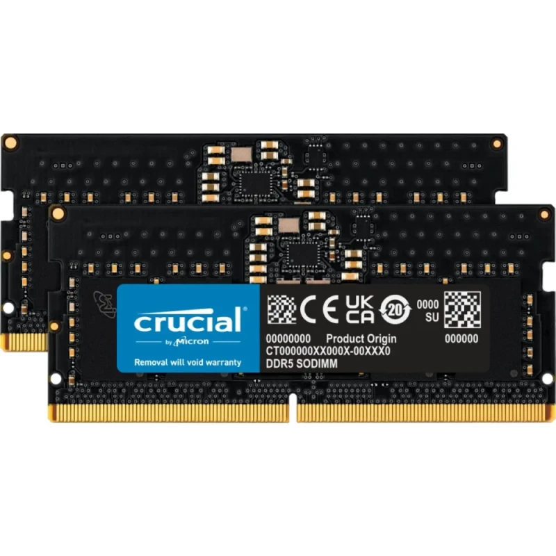 Crucial CT2K8G48C40S5 16 GB - 2 x 8GB, DDR5 262-pin SODIMM, 4800MT/s, CL40, Black color - Featured Image